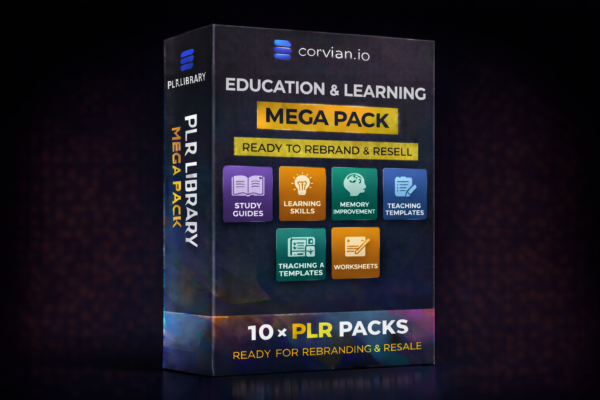 Education & learning niche PLR products for reselling by corvian.io