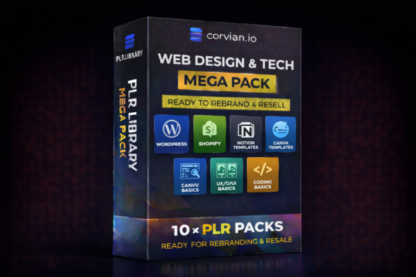 Web Design & Tech Megapack of PLR digital products for reselling and rebranding by corvian.io Web Design & Tech Megapack of PLR digital products for reselling and rebranding by corvian.io